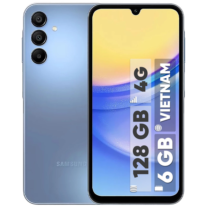 گوشی موبایل سامسونگ مدل Galaxy A15 دو سیم کارت ظرفیت 128 گیگابایت و رم 6 گیگابایت به همراه شارژر 15 وات سامسونگ - ویتنام