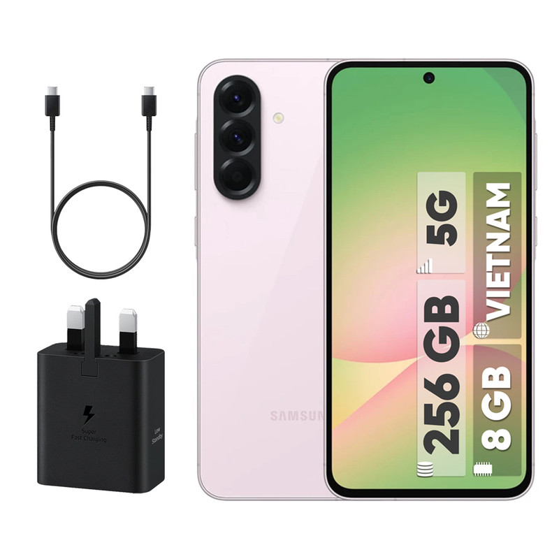 گوشی موبایل سامسونگ مدل Galaxy A56 دو سیم کارت ظرفیت 256 گیگابایت و رم 8 گیگابایت - ویتنام - به همراه شارژر 45 وات سامسونگ و کابل شارژ USB-C به طول 1.8 متر