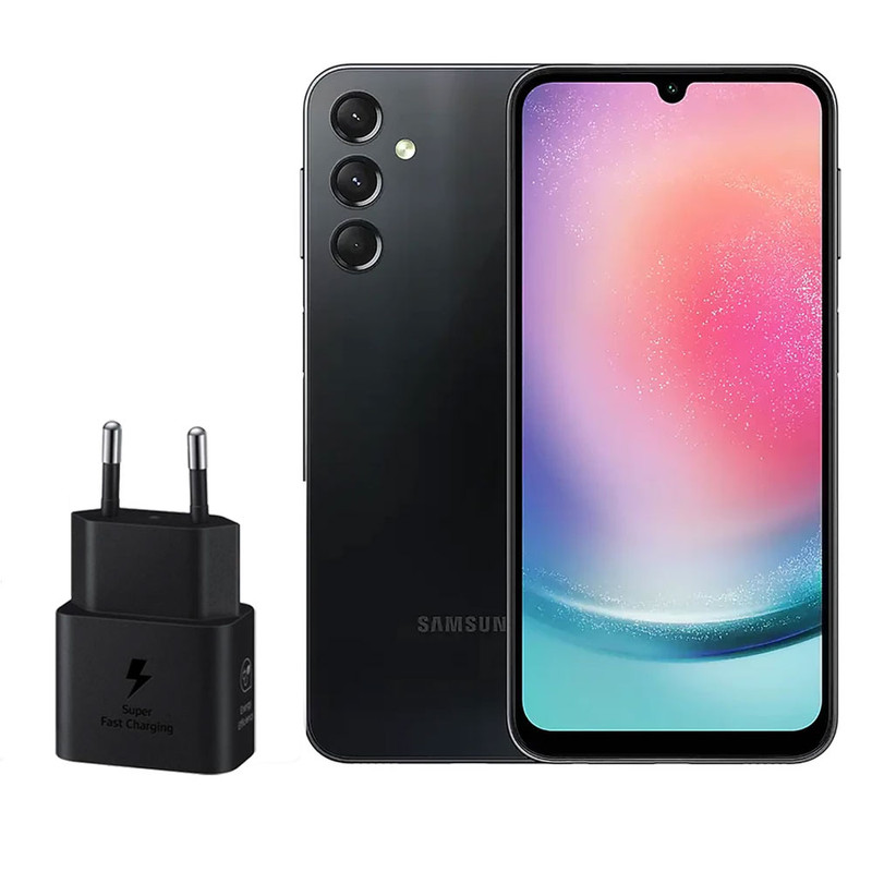 گوشی موبایل سامسونگ مدل Galaxy A24 4G دو سیم کارت ظرفیت 128 گیگابایت و رم 6 گیگابایت به همراه شارژر 25وات سامسونگ - ویتنام