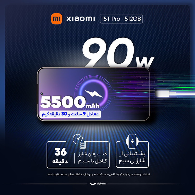 گوشی موبایل شیائومی مدل 15T Pro دو سیم کارت ظرفیت 1 ترابایت و رم 12 گیگابایت