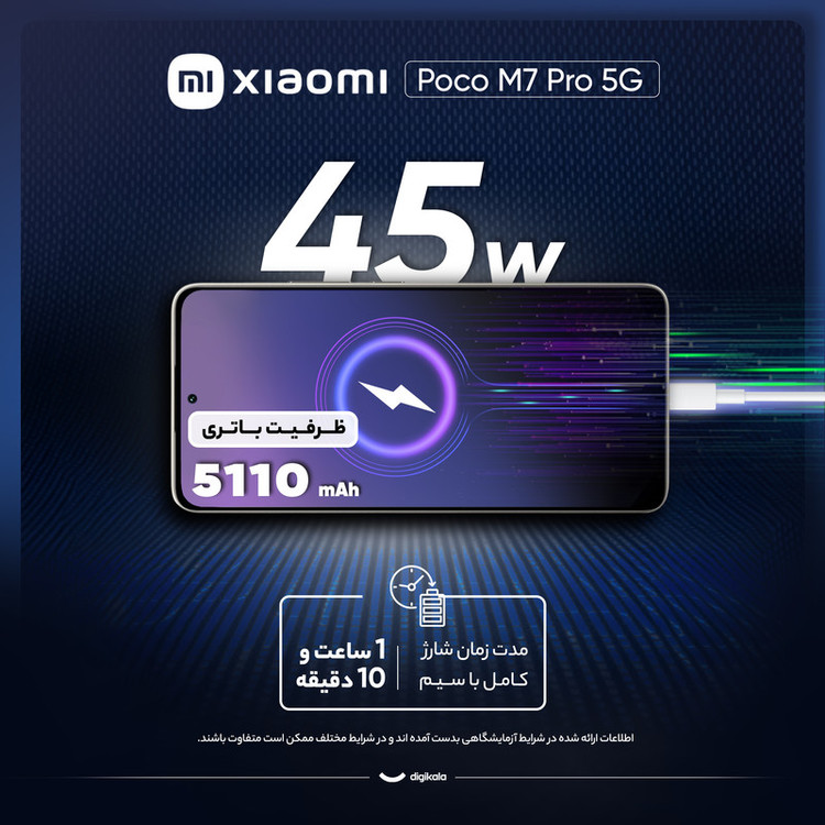 گوشی موبایل شیائومی مدل Poco M7 Pro 5G دو سیم کارت ظرفیت 256 گیگابایت و رم 8 گیگابایت