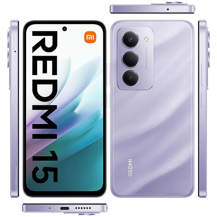 گوشی موبایل شیائومی مدل Redmi 15 4G دو سیم کارت ظرفیت 256 گیگابایت و رم 8 گیگابایت - به همراه 2 عدد کاور و 2 عدد محافظ صفحه نمایش