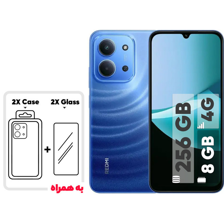 گوشی موبایل شیائومی مدل Redmi 15C 4G دو سیم کارت ظرفیت 256 گیگابایت و رم 8 گیگابایت به همراه 2 عدد کاور و 2 عدد محافظ صفحه نمایش