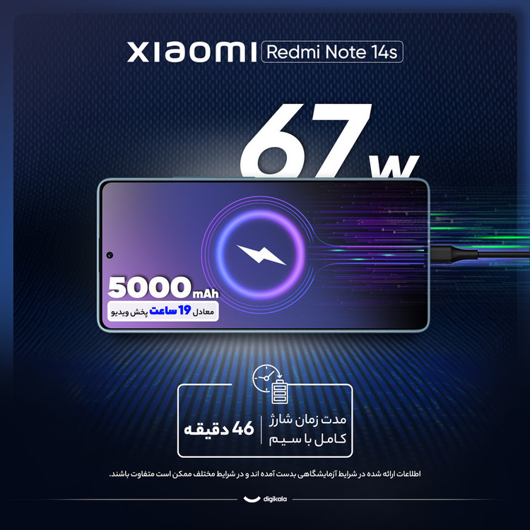 گوشی موبایل شیائومی مدل Redmi Note 14s دو سیم کارت ظرفیت 256 گیگابایت و رم 8 گیگابایت - به همراه 2 عدد کاور و 2 عدد محافظ صفحه نمایش