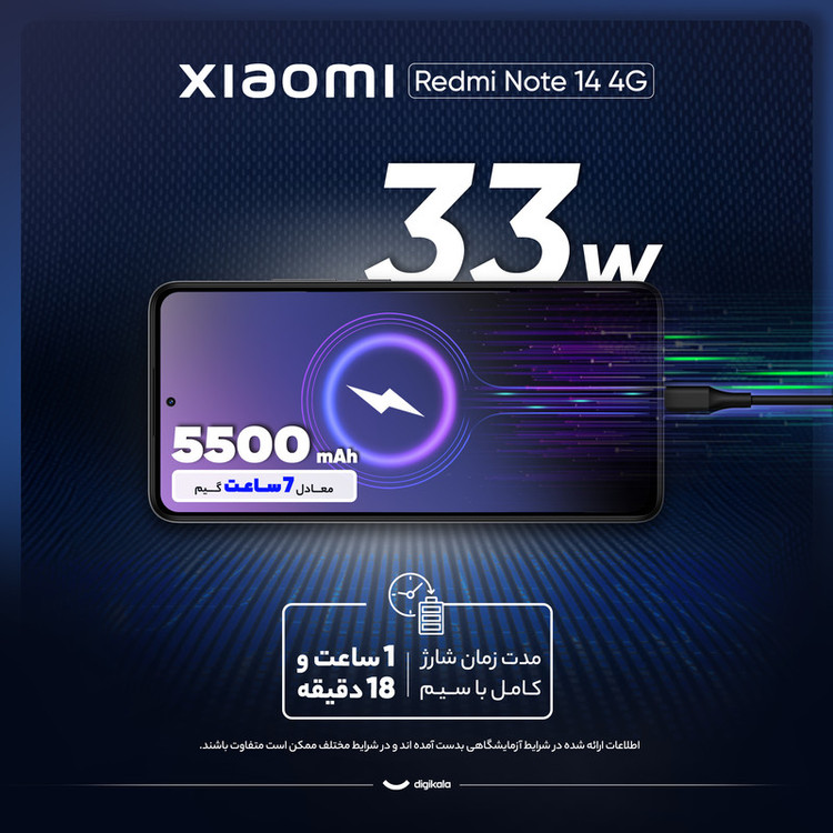 گوشی موبایل شیائومی مدل Redmi Note 14 4G دو سیم کارت ظرفیت 256 گیگابایت و رم 8 گیگابایت - به همراه 2 عدد کاور و 2 عدد محافظ صفحه نمایش