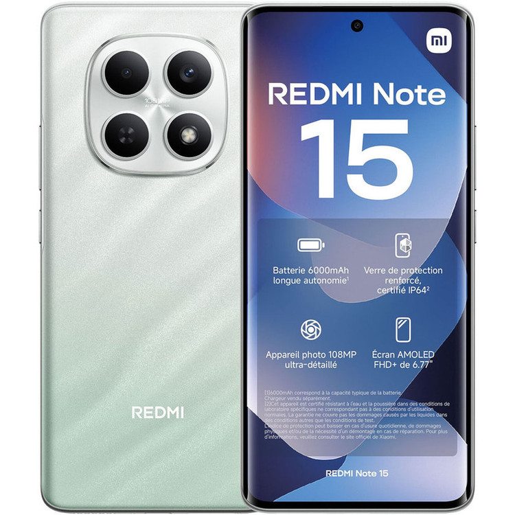 گوشی موبایل شیائومی مدل Redmi Note 15 4G دو سیم کارت ظرفیت 256 گیگابایت و رم 8 گیگابایت - به همراه 2 عدد کاور و 2 عدد محافظ صفحه نمایش
