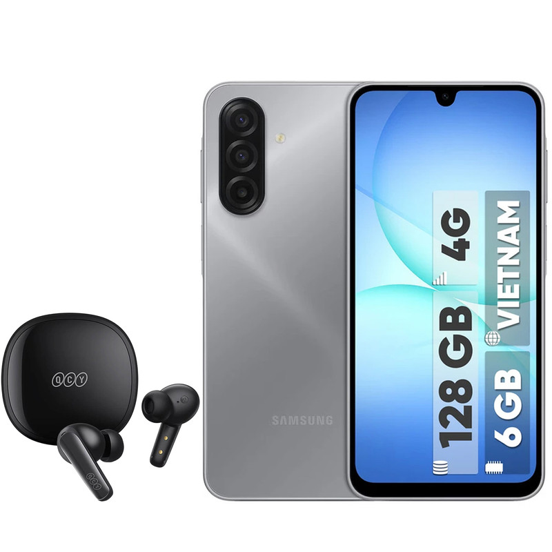 گوشی موبایل سامسونگ مدل Galaxy A17 4G دو سیم کارت ظرفیت 128 گیگابایت و رم 6 گیگابایت - ویتنام - به همراه هدفون بلوتوثی کیو سی وای مدل T13X