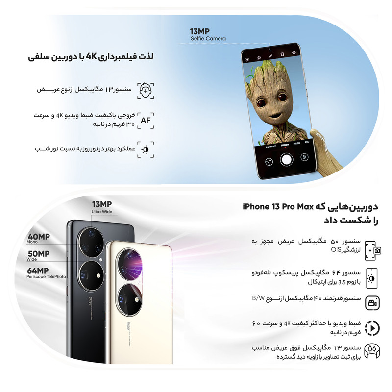 گوشی موبایل هوآوی مدل P50 Pro دو سیم کارت ظرفیت 256 گیگابایت و رم 8 گیگابایت