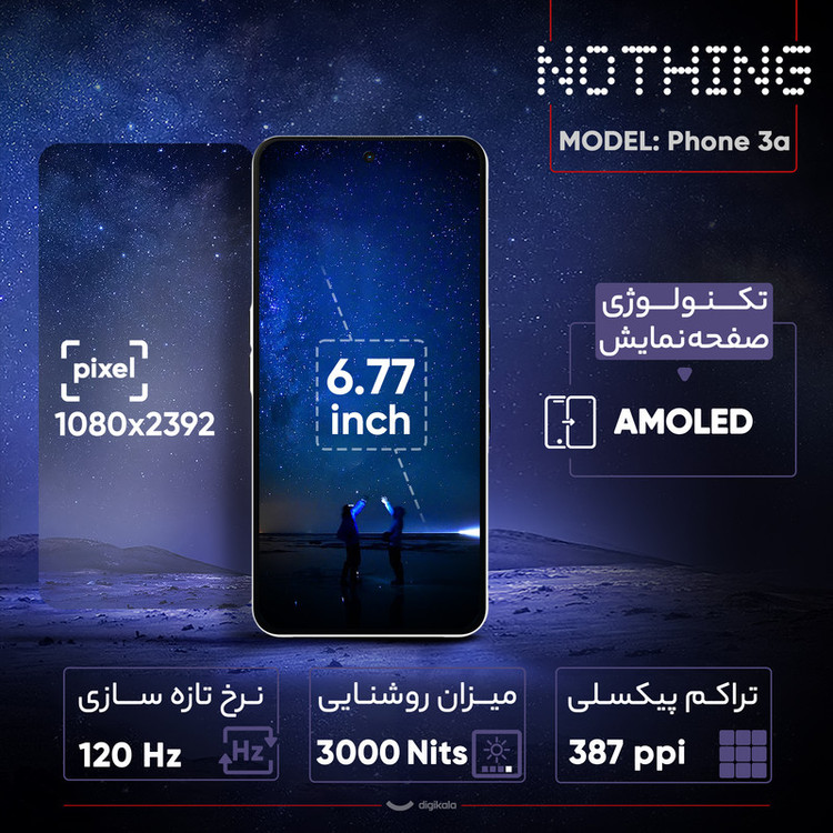 گوشی موبایل ناتینگ مدل Phone 3a دو سیم کارت ظرفیت 256 گیگابایت رم 12 گیگابایت