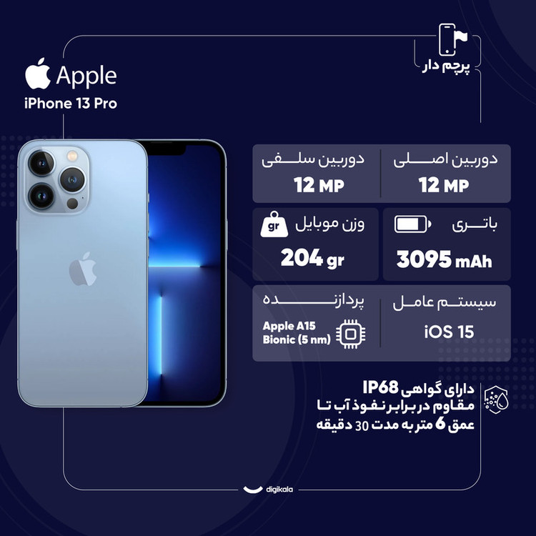 گوشی موبایل اپل مدل iPhone 13 Pro TH/A تک سیم کارت ظرفیت 256 گیگابایت و 6 گیگابایت رم - تایلند نات اکتیو