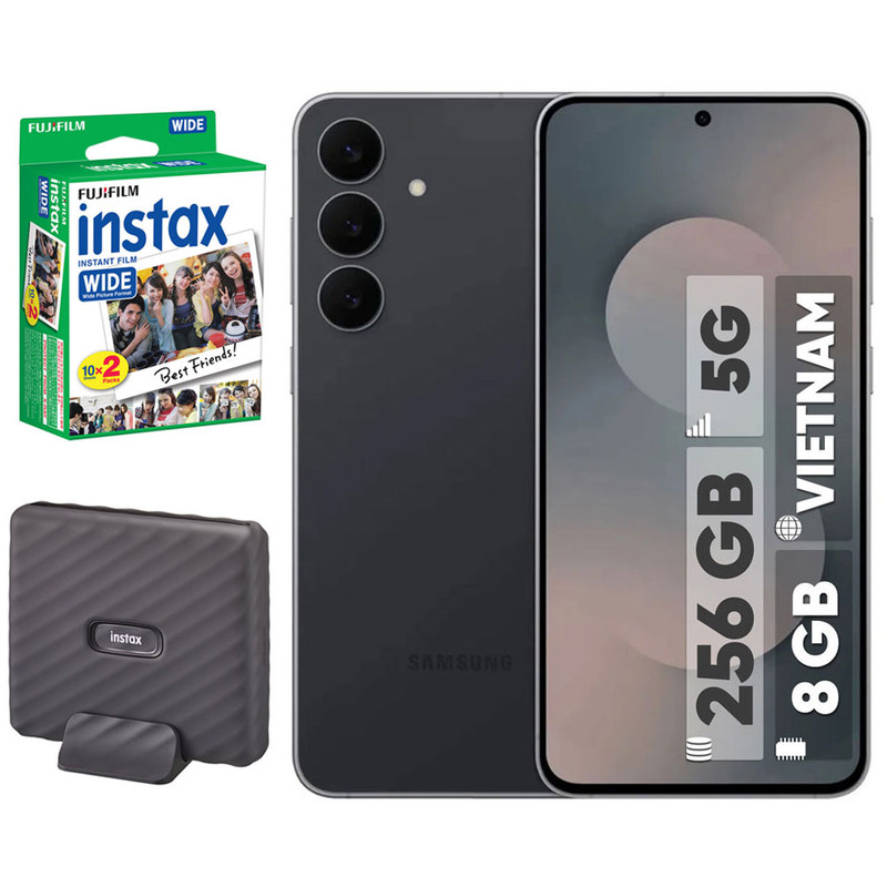 گوشی موبایل سامسونگ مدل Galaxy S25 FE دو سیم کارت ظرفیت 256 گیگابایت و رم 8 گیگابایت - ویتنام - به همراه پرینتر چاپ سریع عکس فوجی فیلم مدل Instax Link Wide و فیلم چاپ سریع فوجی فیلم مدل Instax Wide 2x10