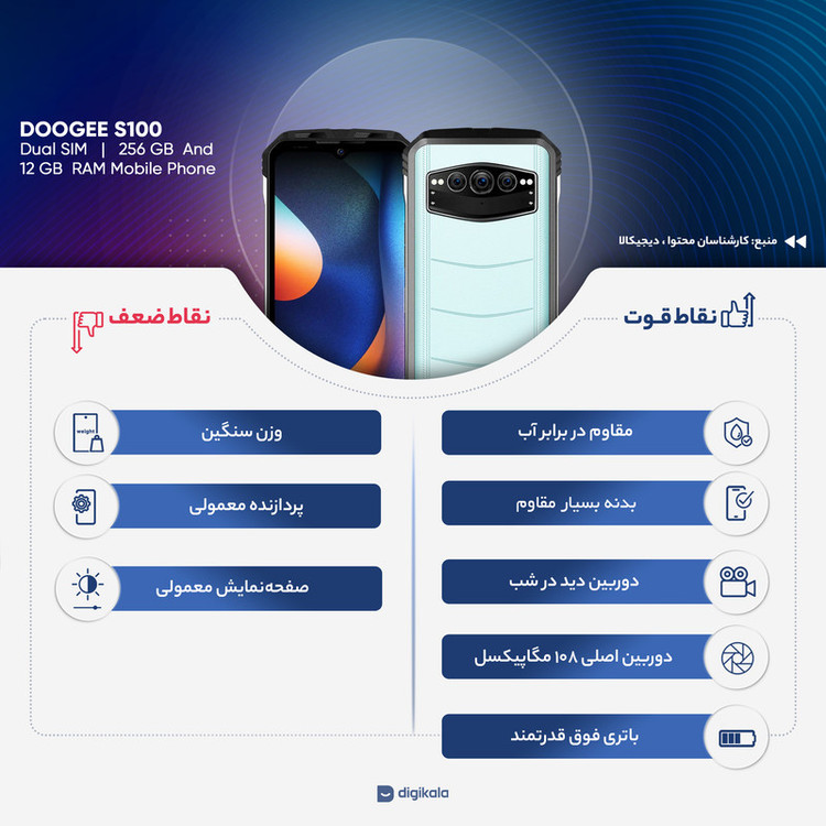 گوشی موبایل دوجی مدل S100 دو سیم کارت ظرفیت 256 گیگابایت و رم 12 گیگابایت