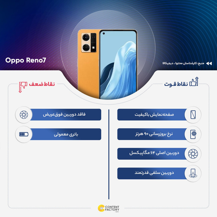 گوشی موبایل اوپو مدل Reno7 دو سیم کارت ظرفیت 256 گیگابایت و رم 8 گیگابایت
