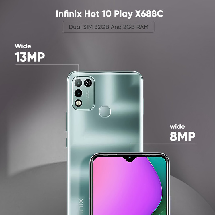 گوشی موبایل اینفینیکس مدل Hot 10 Play X688C دو سیمکارت ظرفیت 32 گیگابایت و رم 2 گیگابایت
