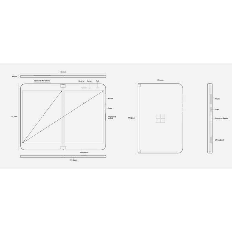گوشی موبایل مایکروسافت مدل Surface Dou تک سیم کارت ظرفیت 128 گیگابایت و رم 6 گیگابایت